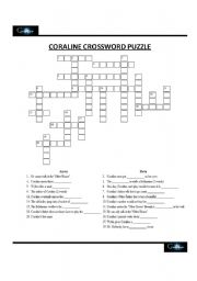 English Worksheet: Coraline Movie Crossword Puzzle