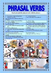 English Worksheet: Some common phrasal verbs (meaning and an activity)