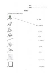 English worksheet: everyday and school objects