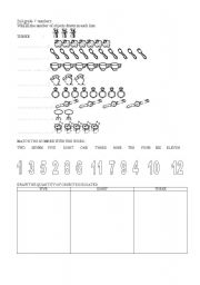 English worksheet: numbers 1 - 12