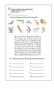 English Worksheet: Wild Animals 