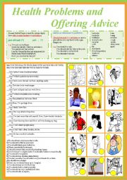 English Worksheet: HEALTH PROBLEMS AND OFFERING ADVICE(re-uploaded)