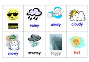 English Worksheet: Go FIsh Weather words card template 