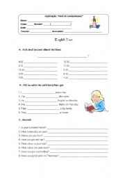 English Worksheet: English Test - 5th Grade