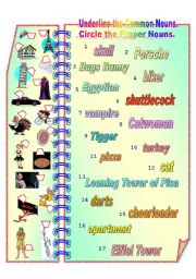 English Worksheet: Proper and Common Nouns 2 ** fully editable with answer key