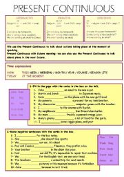 English Worksheet: Present Continuous