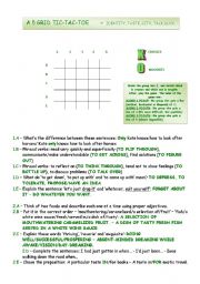 English Worksheet: TIC-TAC-TOE