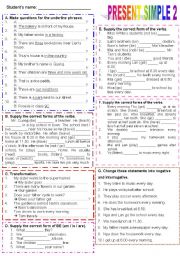 English Worksheet: PRESENT SIMPLE 2