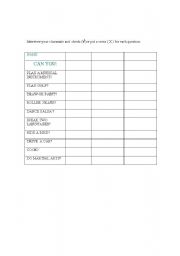 English Worksheet: Revision of Modal CAN in the interrogative form