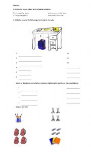 English worksheet: school objects