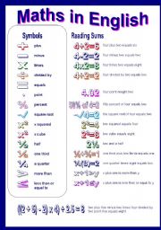 English Worksheet: maths in English part III