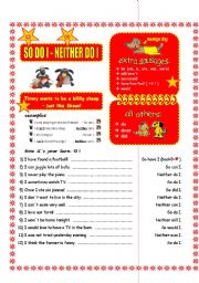 English Worksheet: So do I - Neither do I