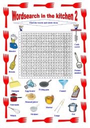 English Worksheet: Wordsearch in the kitchen 2