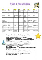 English Worksheet: Verb+preposition