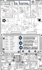 English Worksheet: the house :rooms and pieces of furniture.