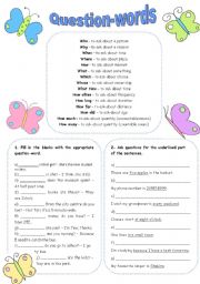 English Worksheet: QUESTION-WORDS guide and exercises