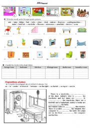 English Worksheet: House and prepositions of place