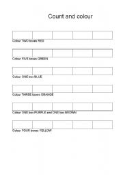 English Worksheet: count and colour