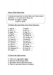 English worksheet: regular plurals