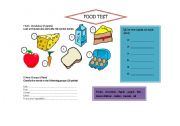 English worksheet: test food