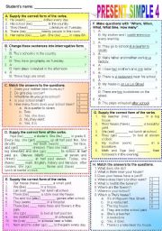 English Worksheet: PRESENT SIMPLE 4