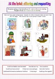 English Worksheet: AT THE HOTEL :  offering and requesting