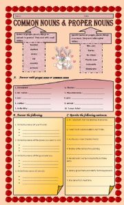 English Worksheet: common nouns and proper nouns