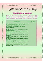 Should, have to, must - Grammar Bet Game