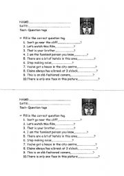 English Worksheet: question tags test