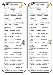 English Worksheet: VERB QUIZ 