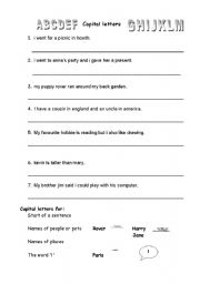 English Worksheet: Capital letters