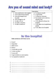 English worksheet: are you of sound mind and body