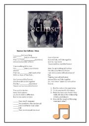 English Worksheet: Eclipse Love Theme - Song activitty by Muse.