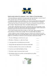 English worksheet: Straits of Mackinac