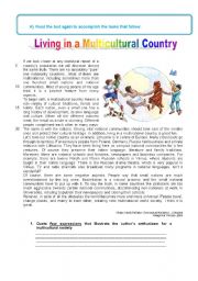 English Worksheet: LIVING IN A MULTICULTURAL COUNTRY