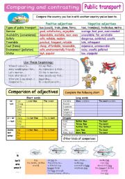 English Worksheet: Comparing and contrasting - Public transport ( plus B&W)