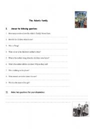 English Worksheet: Adams family cartoon