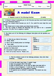 English Worksheet: A model Exam