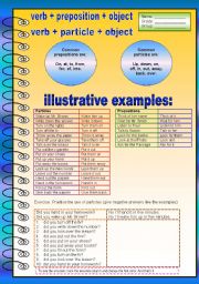 English Worksheet: verb + preposition + object