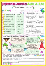 English Worksheet: Definite & indefinite Articles:  a/an,  the  or  zero  article?