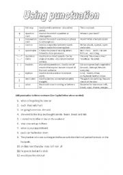 English Worksheet: Using Punctuation