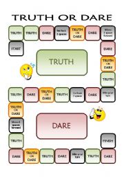 English Worksheet: Truth or Dare Board Game