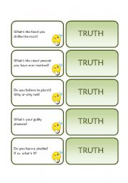 English Worksheet: Truth Cards