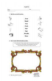 English worksheet: Test on the Parts of the Body