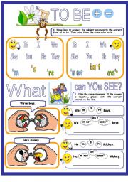 English Worksheet: To Be Positive and Negative for Younger Learners