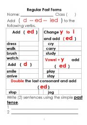 English Worksheet: past simple regular and irregular forms