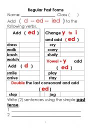 past simple regular and irregular forms