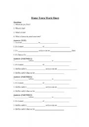 English Worksheet: Introduce your Hometown