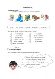 English Worksheet: daily routines