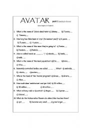 English Worksheet: AVATAR  (multiple choice -12 pages -fully editable) 